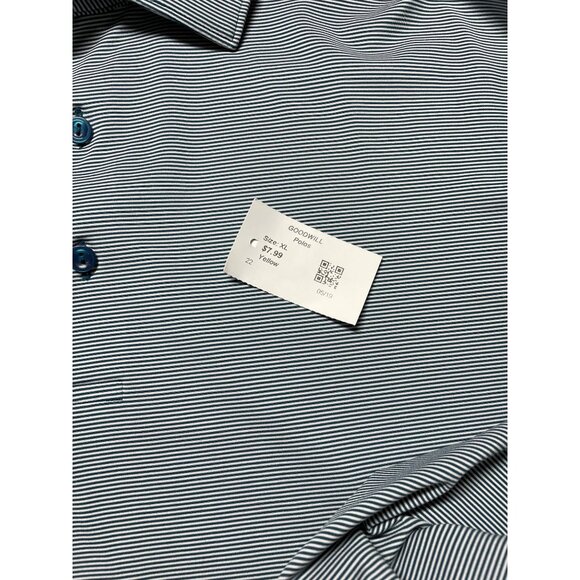 Peter Millar Men's XL Striped Polo Shirt Blue & White Breathable Summer Comfort - Picture 7 of 11